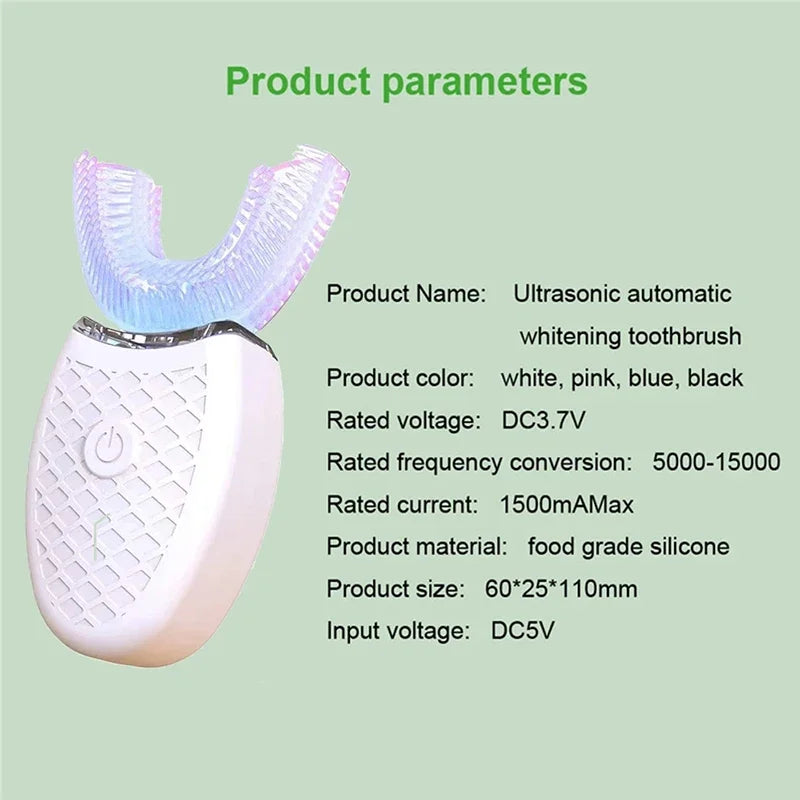 U Shape Degrees Intelligent Electric Toothbrush Sonic Automatic Tooth Brush 360 Degree Cleaning USB Charge Waterproof Toothbrush