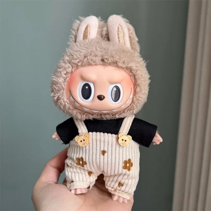 Cute Mini Plush Doll Clothes for 17cm Labubu Many Kinds of Overalls Clothes Accessories