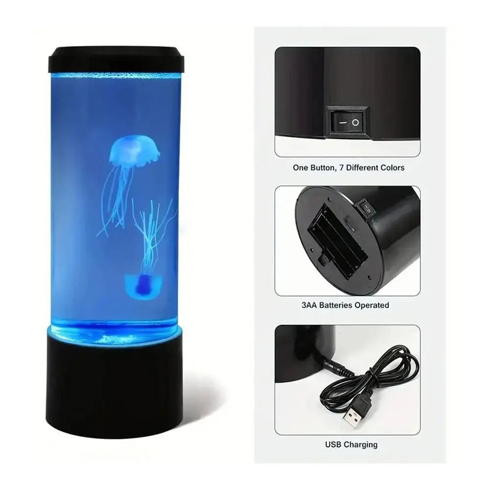 Jellyfish Night Light LED Night Light USB 7 Color USB Changing Jellyfish Lamp Small Mood Light Aquarium Electric Light Lamp