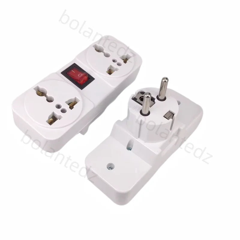 Universal EU UK US Extension Socket 2 Way Wall Power Outlet European American Plug Adapter Socket Converter With Switch 6A 250V