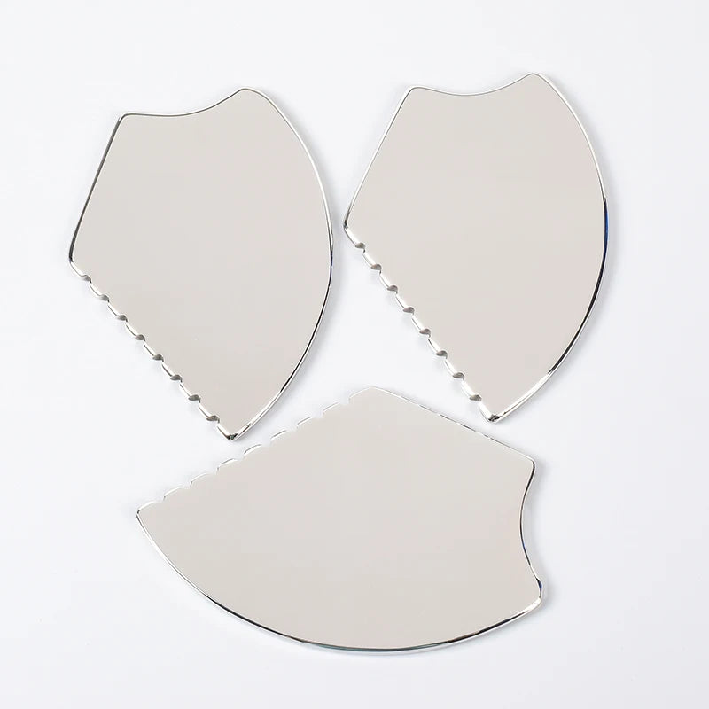 Gua Sha Facial Tool, Stainless Steel GuaSha Massage Tool Natural Universal Facial Silver Metal Gua Sha Board for SPA Acupuncture