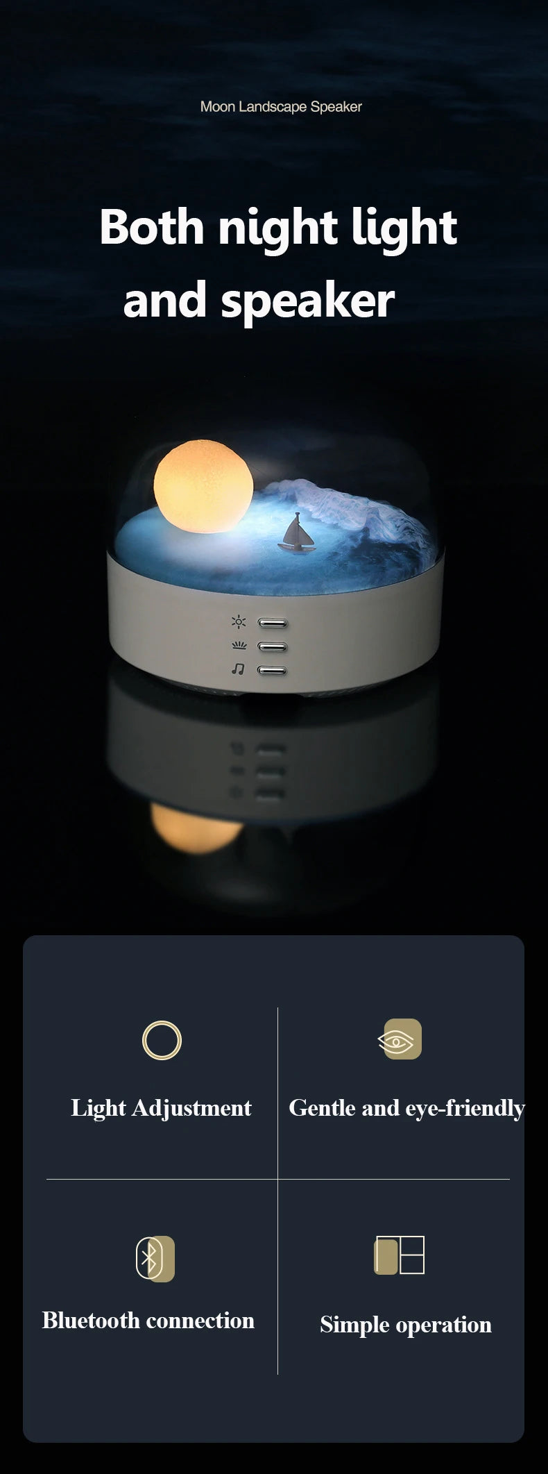 Mini Portable Bluetooth Speaker Ambient Light High Quality Sound Bluetooth Music Box with Dimming Soft Light Wireless Music Play