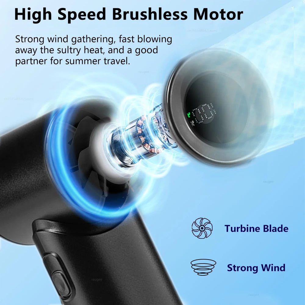 Portable Handheld Turbo Fan Mini Portable Hand Fan 3000mAh Rechargeable Handheld Turbo Fan Small Pocket Fan for Outdoor Travel