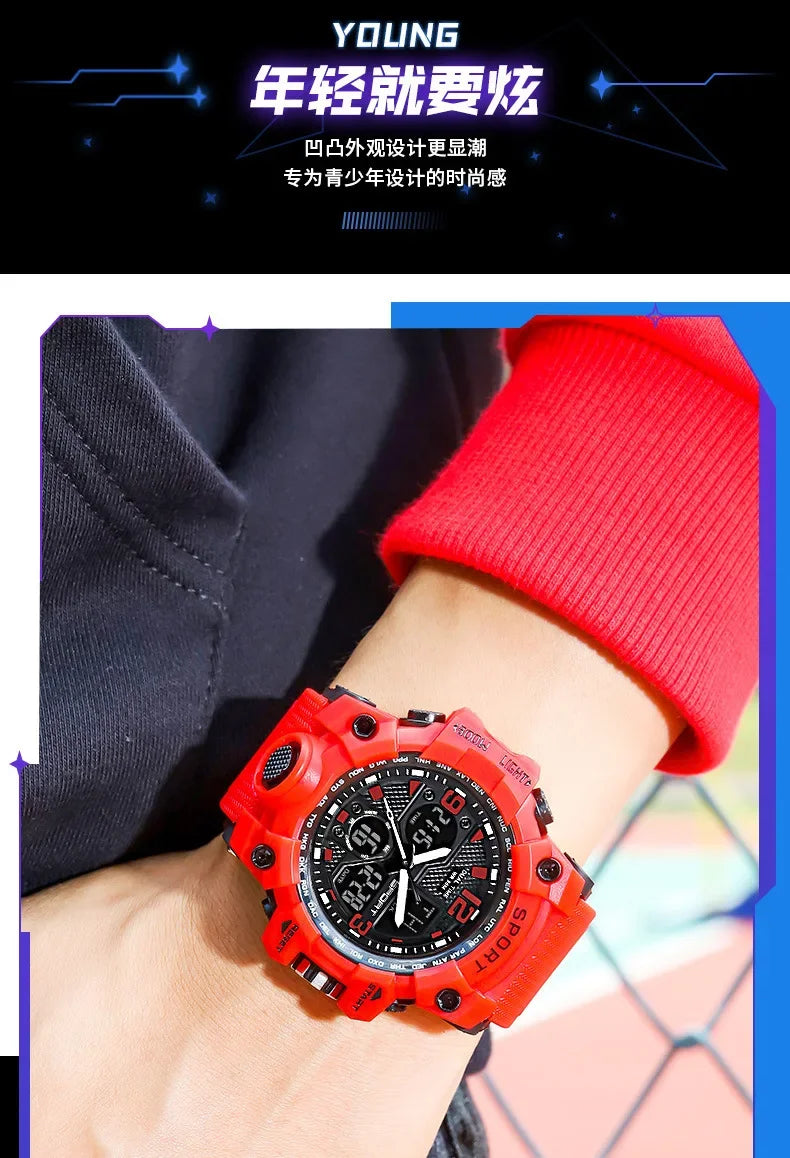 Teenage Men's Junior High School Student Fashion Trend Black Technology Sports Glow Men's Electronic Watch