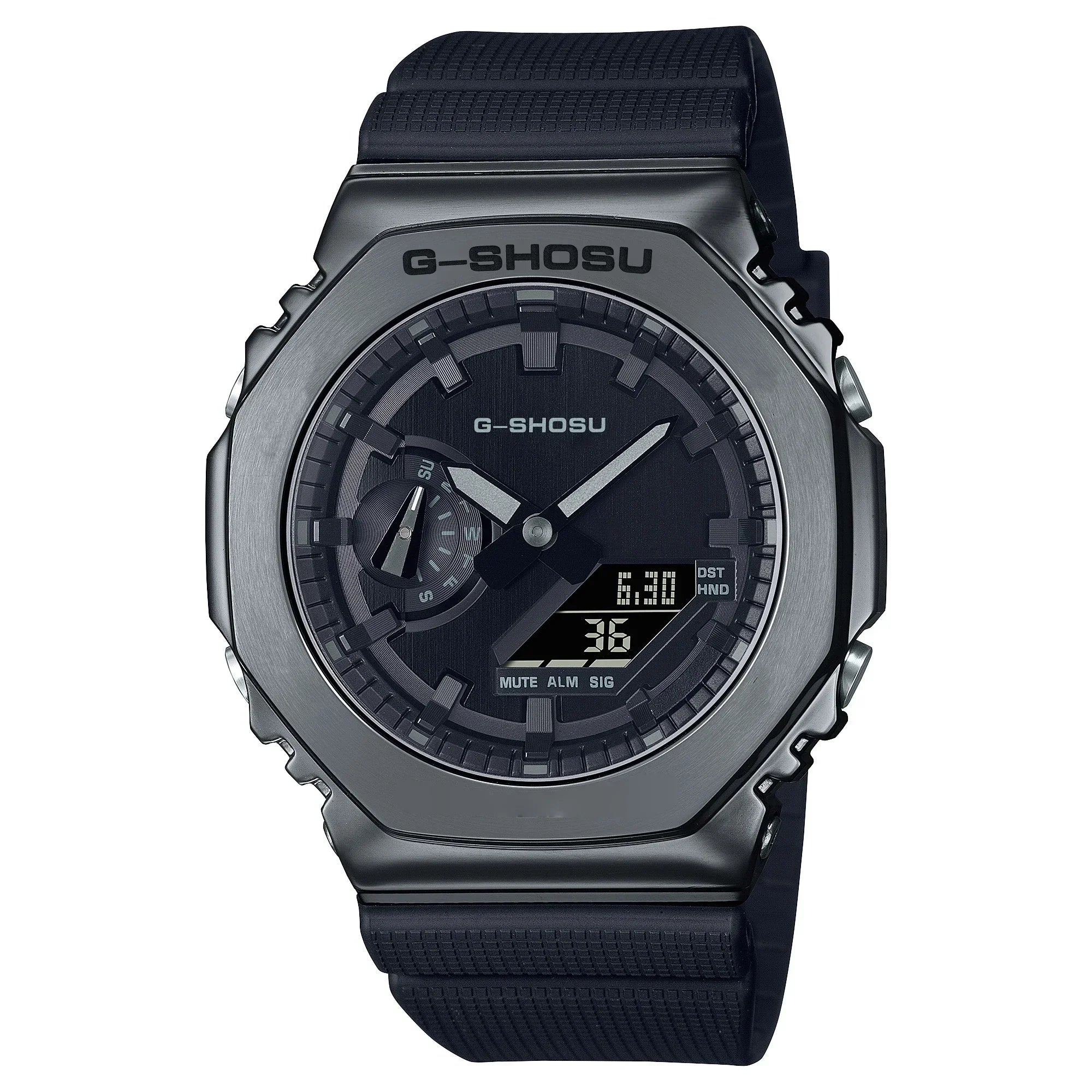 Unisex Sports Electronic Watch Alloy Dial World Time Full Function LED Dual Display Auto Light Shockproof