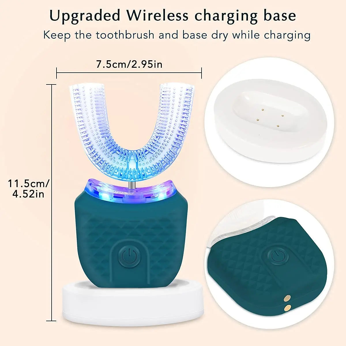 Ultrasonic Electric Toothbrush U-shaped Adult Automatic Toothbrush 360° Full Mouth Whitening Wireless Charging Waterproof Brush
