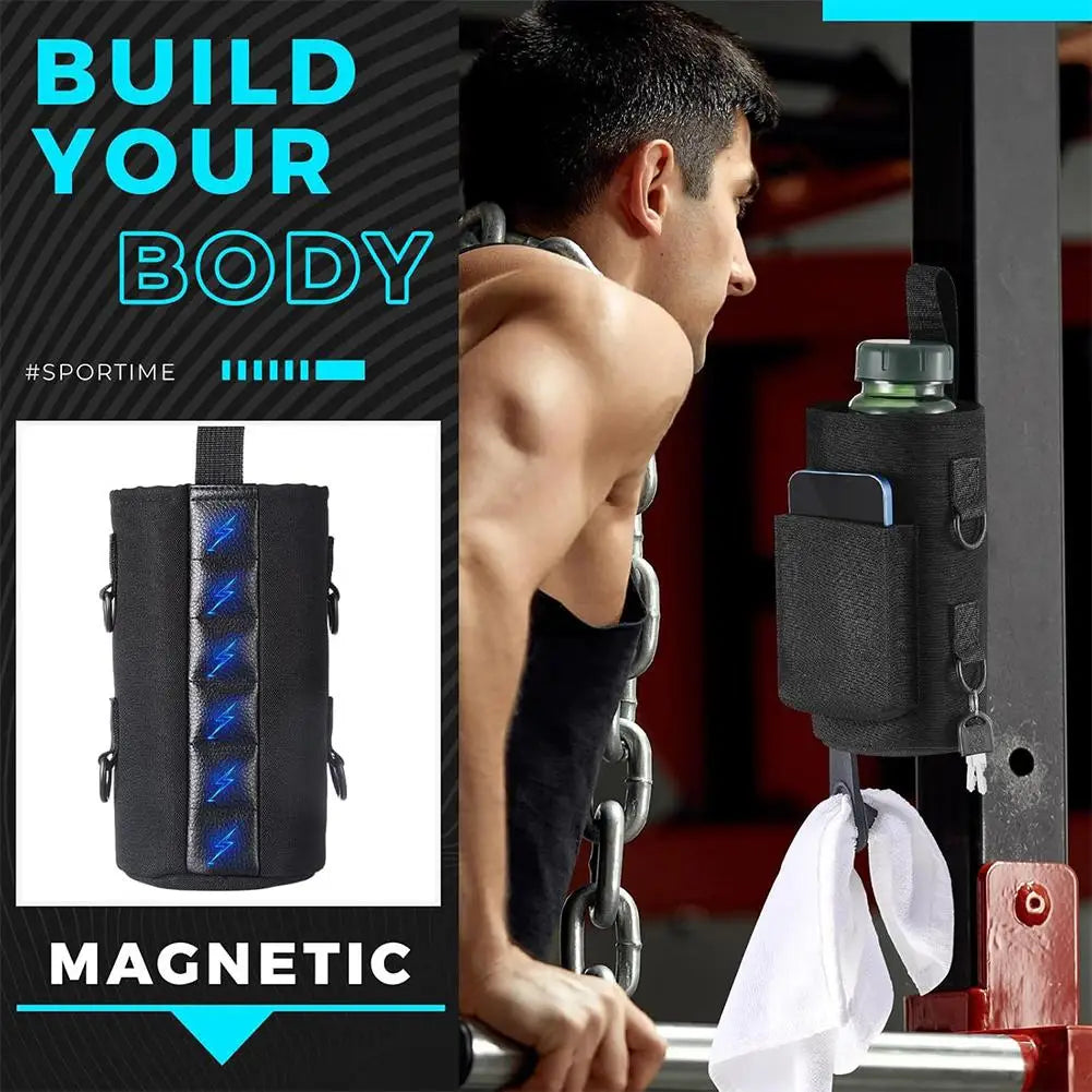 Magnetic Gym Water Bottle Bag Holder, Built-in Magnet for Easy Attachment to Metal Surface, Magnetic Bottle Sleeve Pouch
