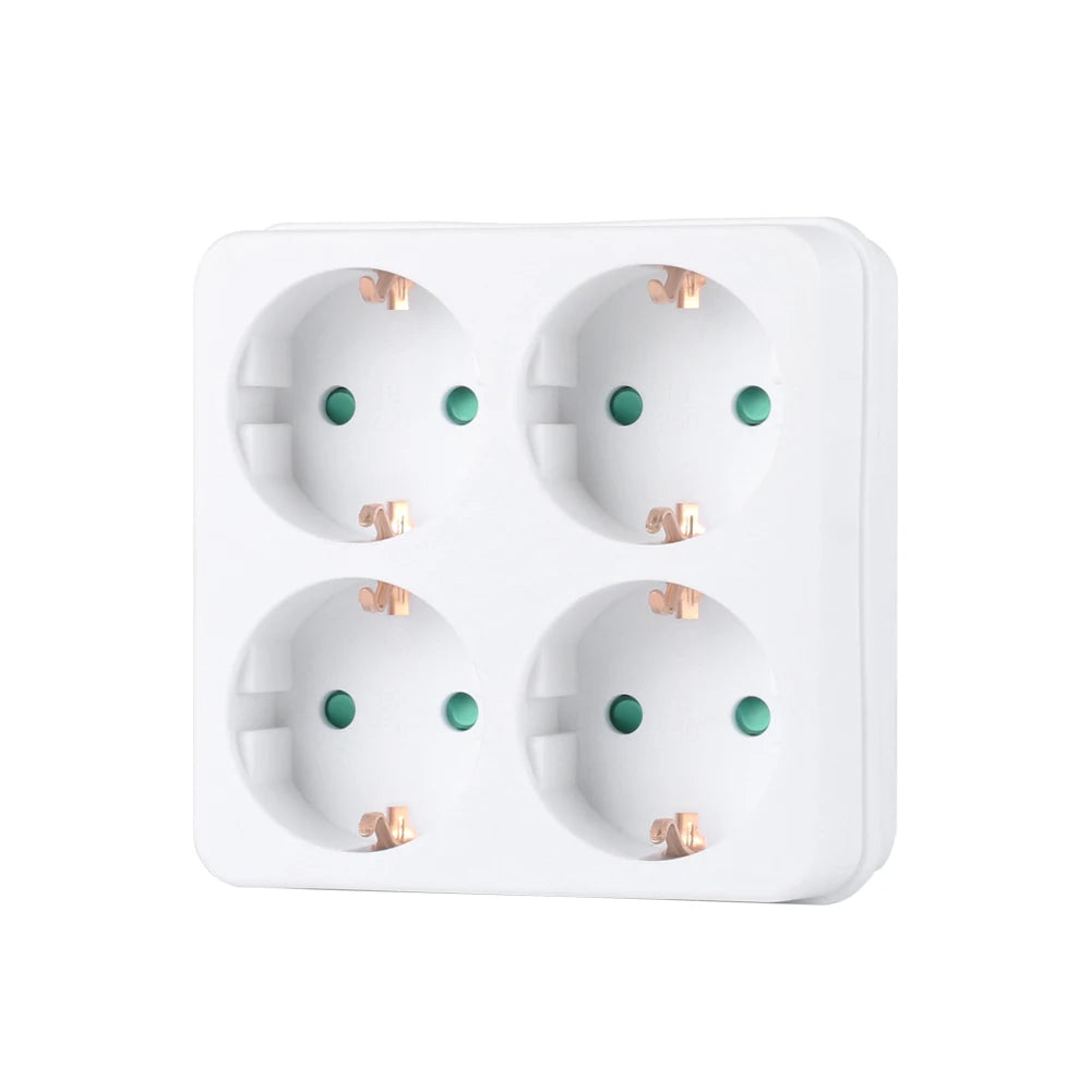 CILIA 1/2/4pcs EU Socket Extension Converter 4 Outlet Compact Square Design for Home,office  Use Travel Friendly,White