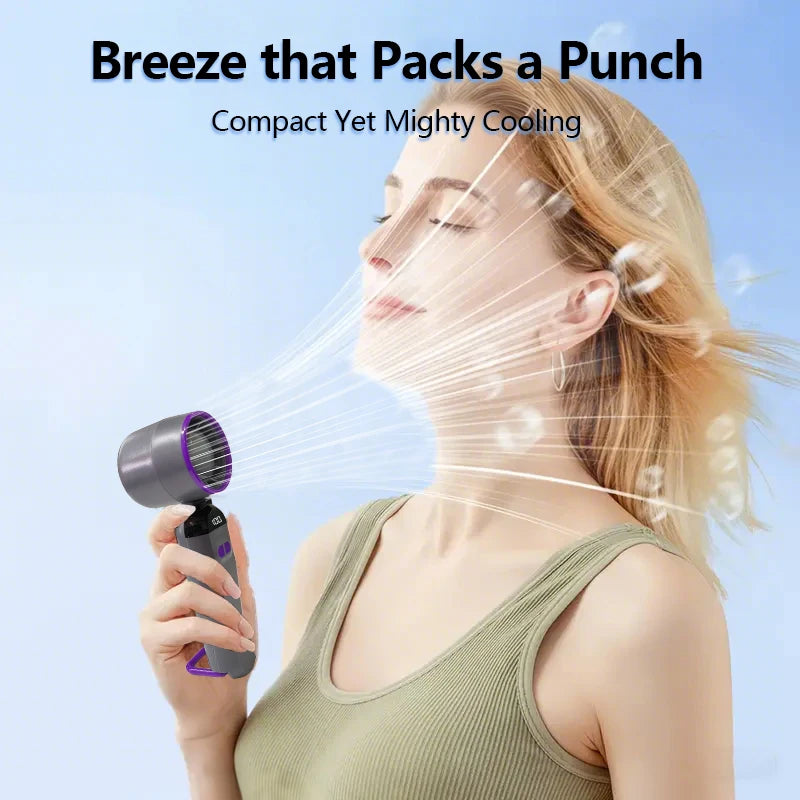 2025 Turbo Handheld Fan - 100-Speed Adjustable & 165g Ultra-Light, Foldable Portable Cooling w/ Lanyard for Outdoor Travel