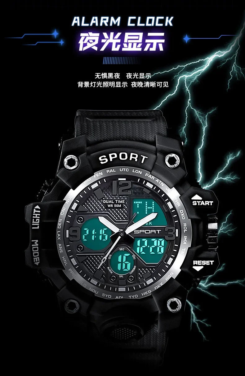 Teenage Men's Junior High School Student Fashion Trend Black Technology Sports Glow Men's Electronic Watch
