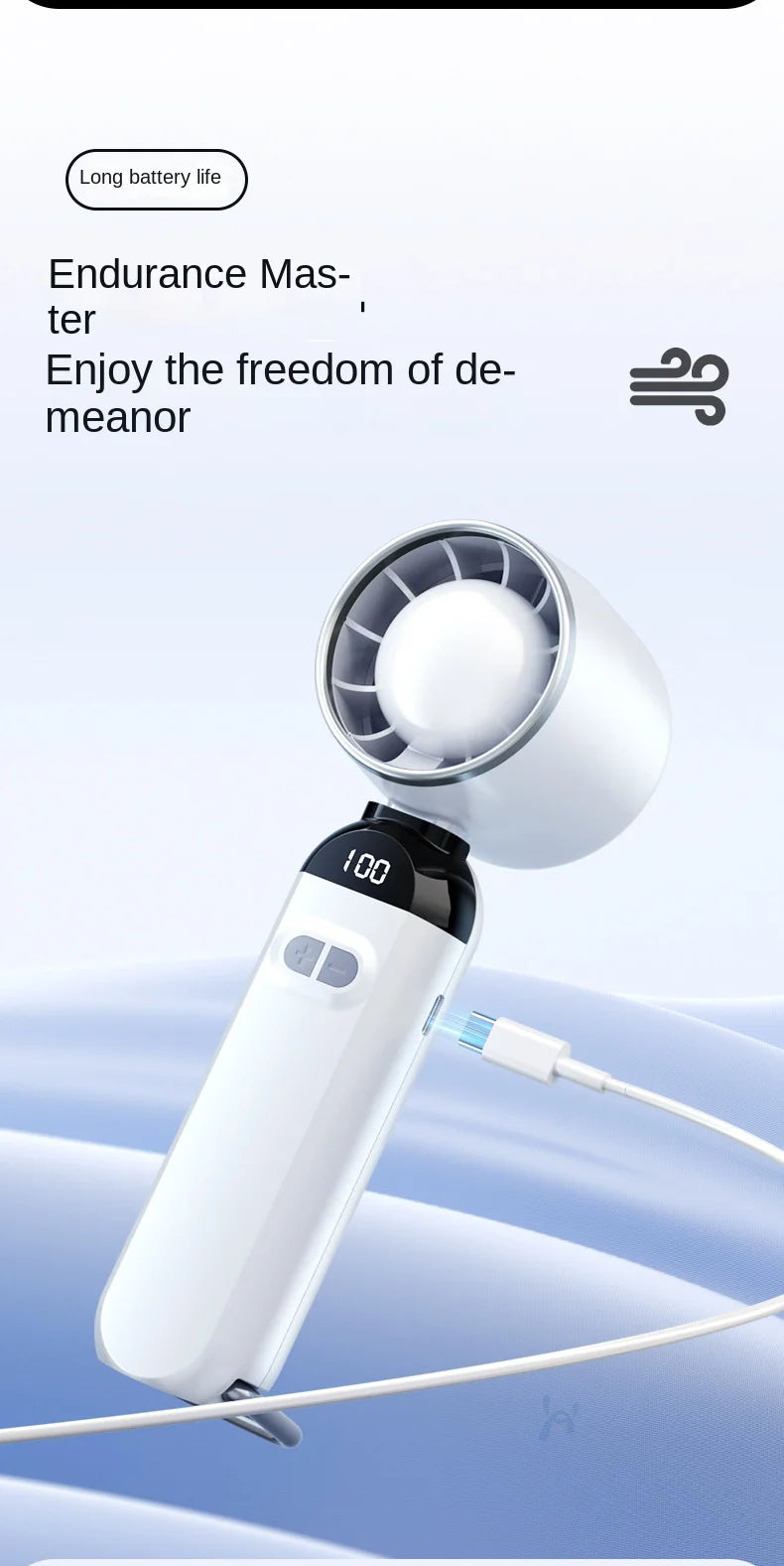 2025 Turbo Handheld Fan - 100-Speed Adjustable & 165g Ultra-Light, Foldable Portable Cooling w/ Lanyard for Outdoor Travel