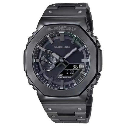 GMB Unisex Digital Watch Alloy Steel Band World Time LED Dual Display Full Function  Series