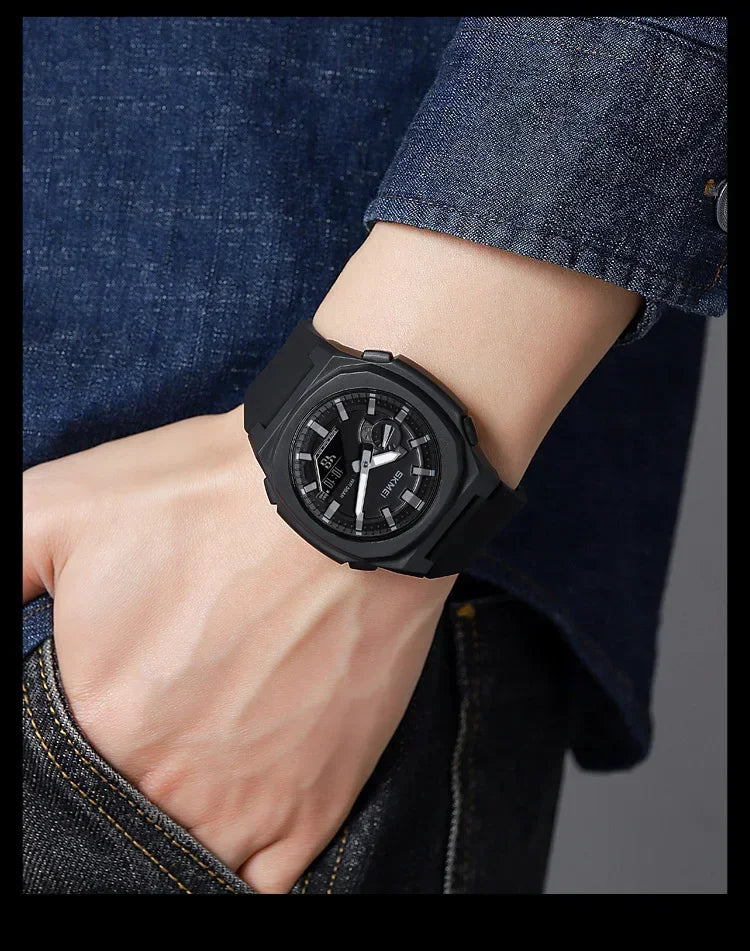 SKMEI 2091 5 Alarms Date Clock reloj hombre with Japan Digital Movement Sport Watches Waterproof Men Countdown Chrono Wriswatch