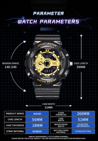 Youth Sport Digital Watch Men Shockproof Waterproof Dual Wristwatches LED  Alarm Clock Mens Watches Cool