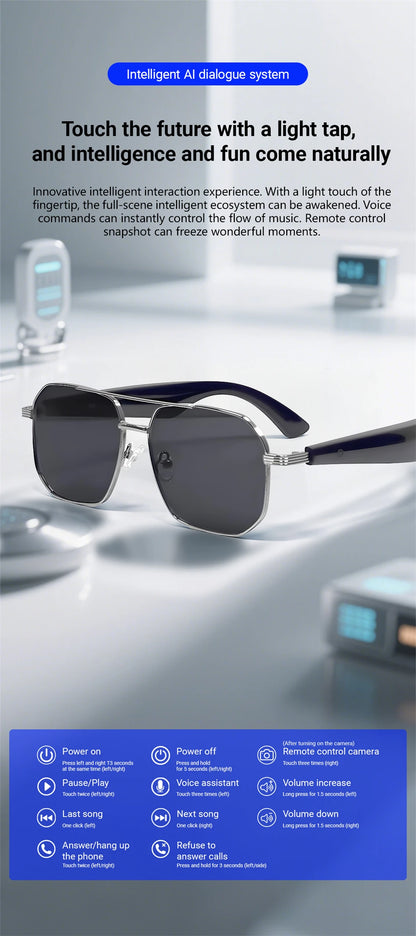 2025 Smart Glasses Fashion Luxury Men Women Polygonal Eye Protection Sun Glasses Trendy Retro Driving Sports AI Goggle Shades