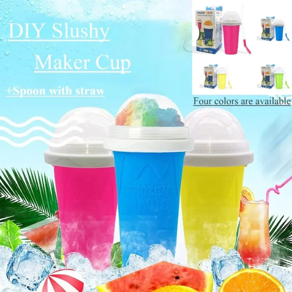 Quick Make Smoothie Squeeze cup Double Silica Gel Thickened Homemade Smoothie Pinch cup Summer Juice Smoothie Make Ice Water cup