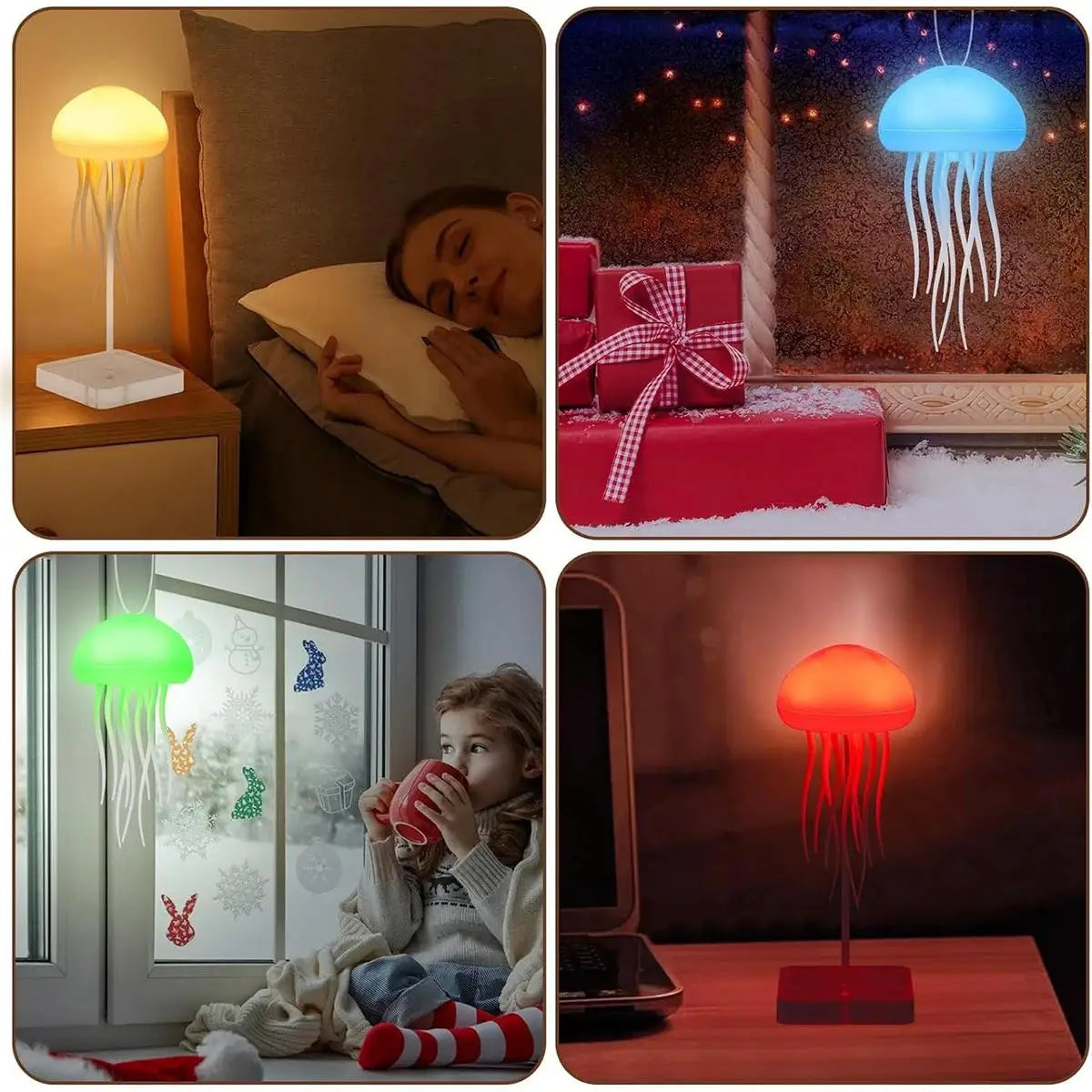Jellyfish Night Light Floating Lamp Atmosphere Creative Bedside Usb Decorative Lights Cute Room Decor Holiday Decoration Hanging