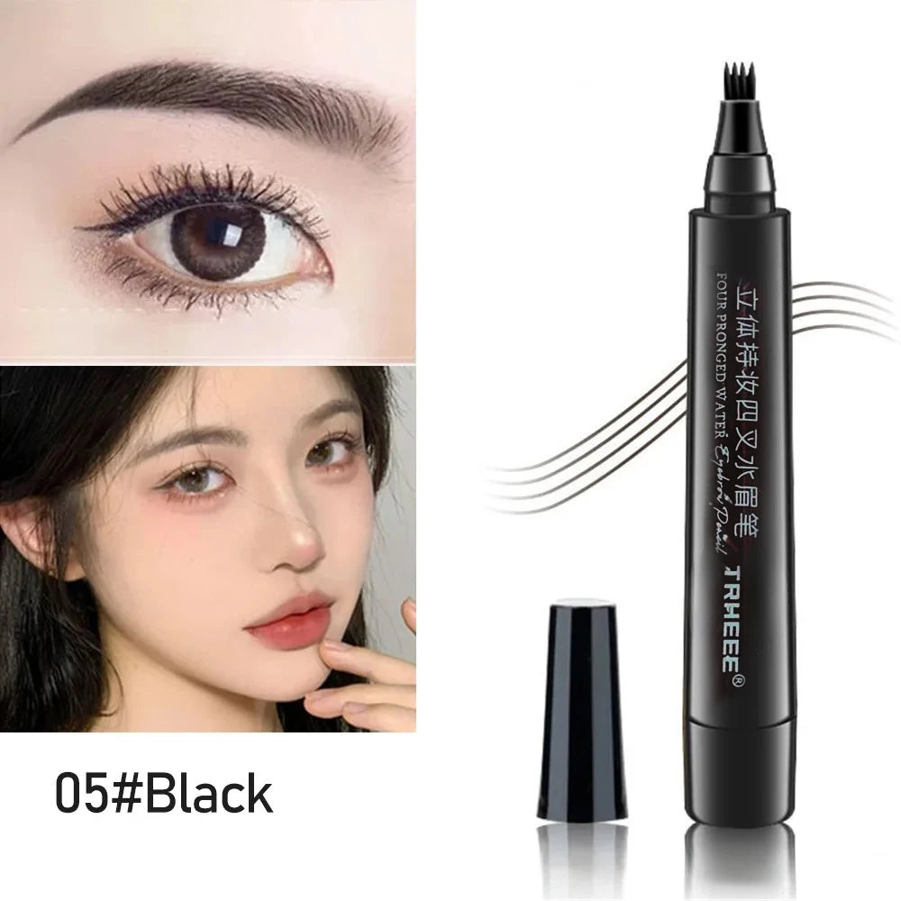 5 Colors Microblading Eyebrow Pen Waterproof Liquid Eyebrow Pencil Long Lasting Eyebrow Pen 4 Points Eye Brow Pen Cosmetics