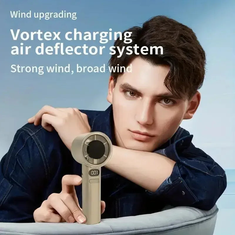 Portable Handheld Mini Turbo Fan USB Powered  Fan with 120 Speed Stepless Adjustment Strong Wind Air Cooling for Outdoor Use