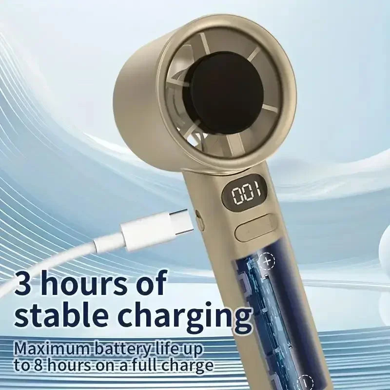 Portable Handheld Mini Turbo Fan USB Powered  Fan with 120 Speed Stepless Adjustment Strong Wind Air Cooling for Outdoor Use