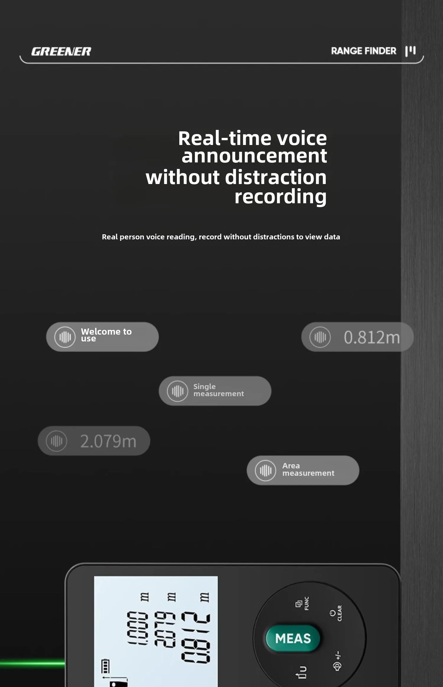 Handheld Laser Rangefinder with Green Red Infrared, Electronic Measuring Tool, High Precision Measuring Instrument