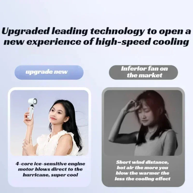 2025 Turbo Handheld Fan - 100-Speed Adjustable & 165g Ultra-Light, Foldable Portable Cooling w/ Lanyard for Outdoor Travel