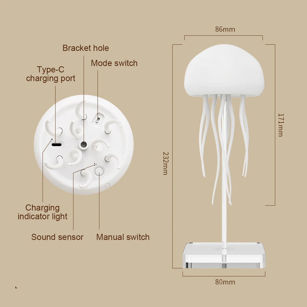 Jellyfish Night Light Lighting Decoration Home Smart Lights Cartoon 3d Art Decor Led Creative Ambient Lamp Usb Decorative Voice