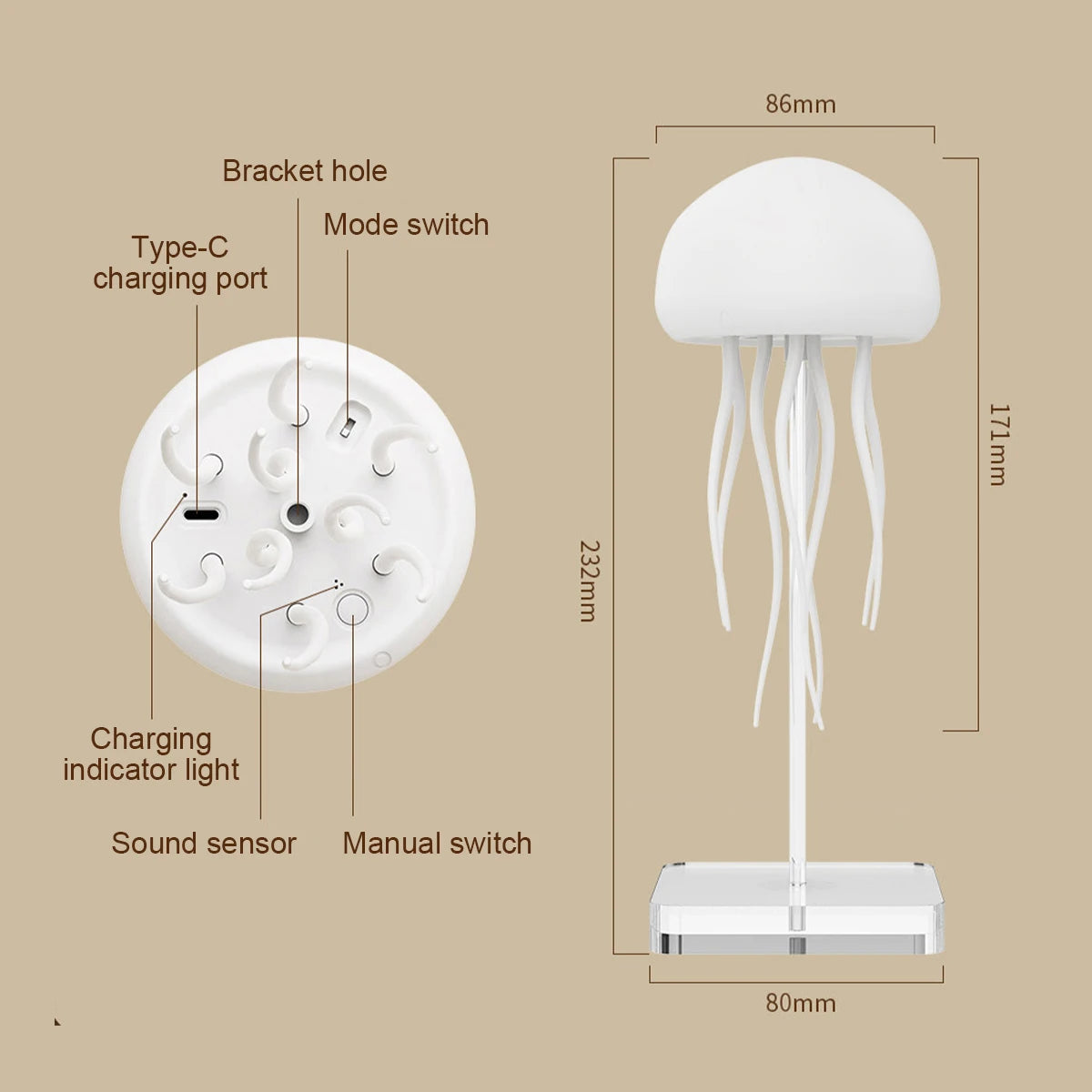 Jellyfish Night Light Lighting Decoration Home Smart Lights Cartoon 3d Art Decor Led Creative Ambient Lamp Usb Decorative Voice