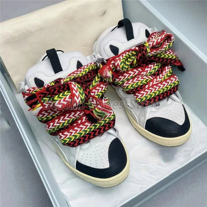 Thick Sole Mixed Colors Casual Sneakers for Men Women Fashion Round Toe Lace Up Skateboard Shoes Outdoor Breathable Couple Shoes