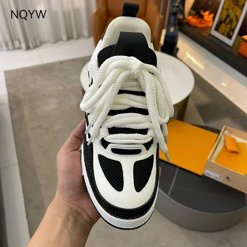 2025 Four Seasons New Net Men's Non-Slip Buffer Men's Genuine Leather Board Shoes  Flat Bottom Versatile White Women's  Shoes