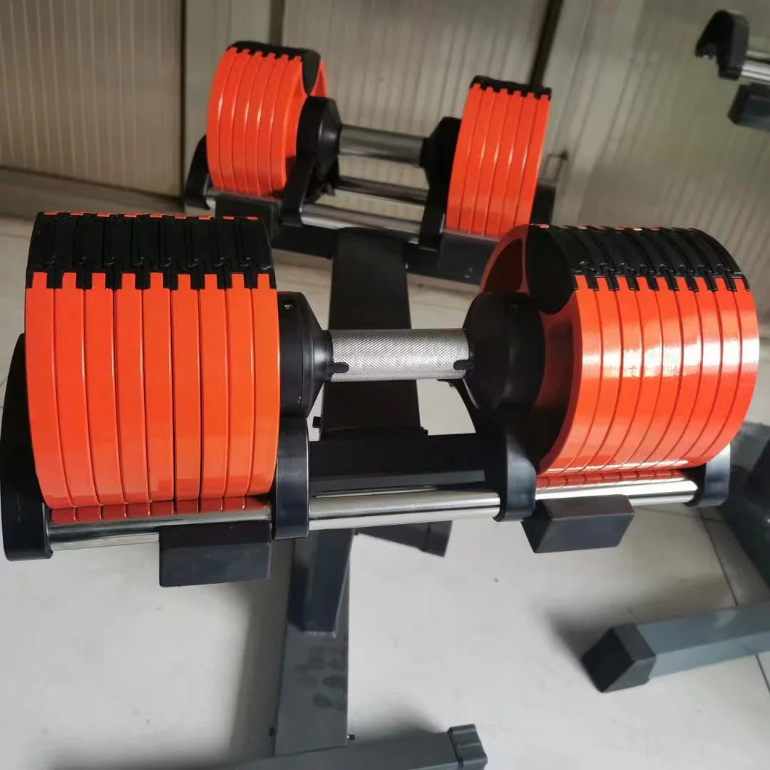 2024 New Arrivals Premium Quality 32kg 36kg 80lb 90lb 100lb 2kg Increments Adjustable Dumbbell with Bracket