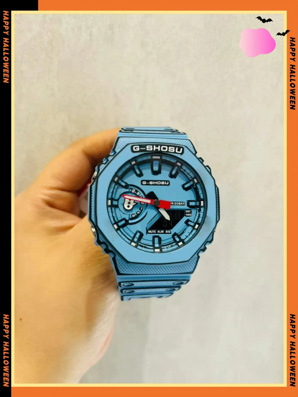 Sports electronic men's watch world time full function dual display automatic lifting light oak comic series