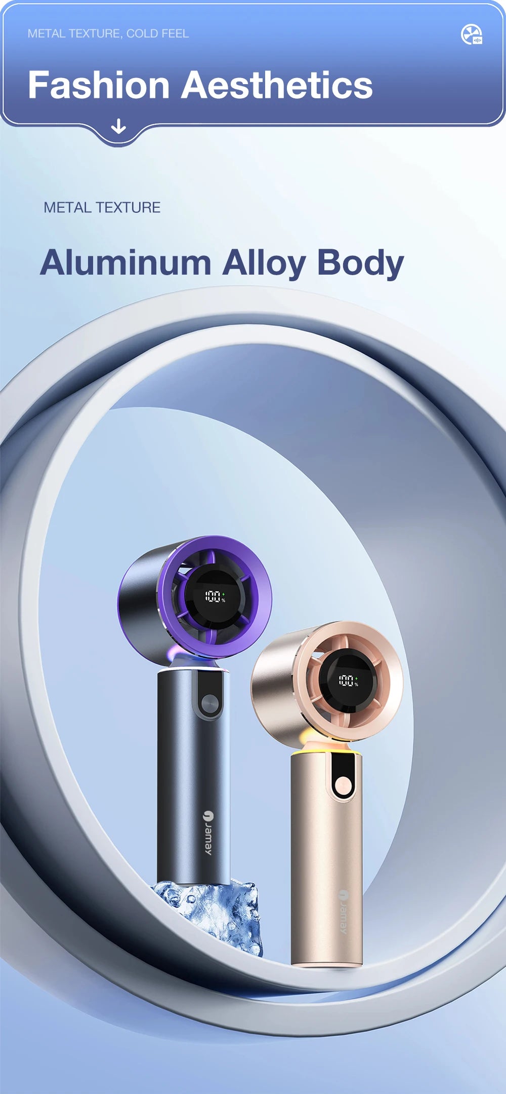 Portable Handheld Turbo Fan with LED Screen 5 Adjustable Speed Levels High Wind Cooling USB Rechargeable Summer Outdoor 4000mAh