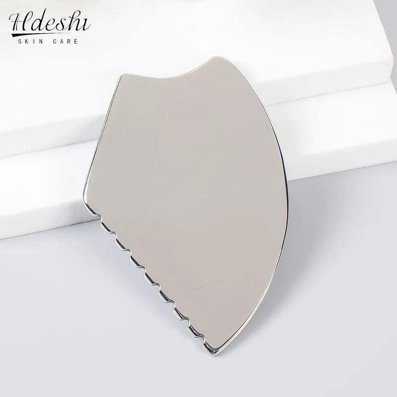 Gua Sha Facial Tool, Stainless Steel GuaSha Massage Tool Natural Universal Facial Silver Metal Gua Sha Board for SPA Acupuncture