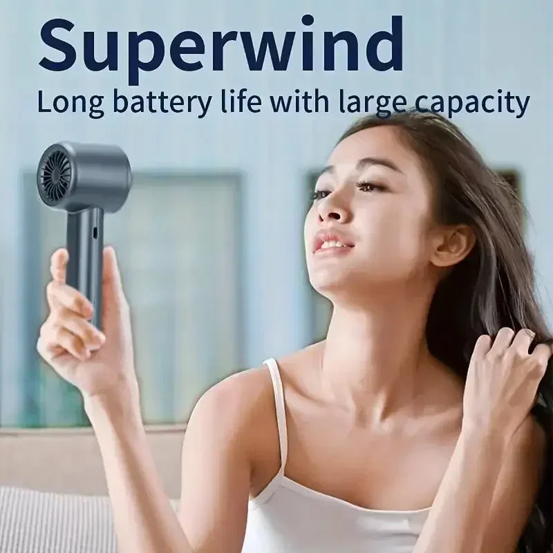 Portable Handheld Mini Turbo Fan USB Powered  Fan with 120 Speed Stepless Adjustment Strong Wind Air Cooling for Outdoor Use