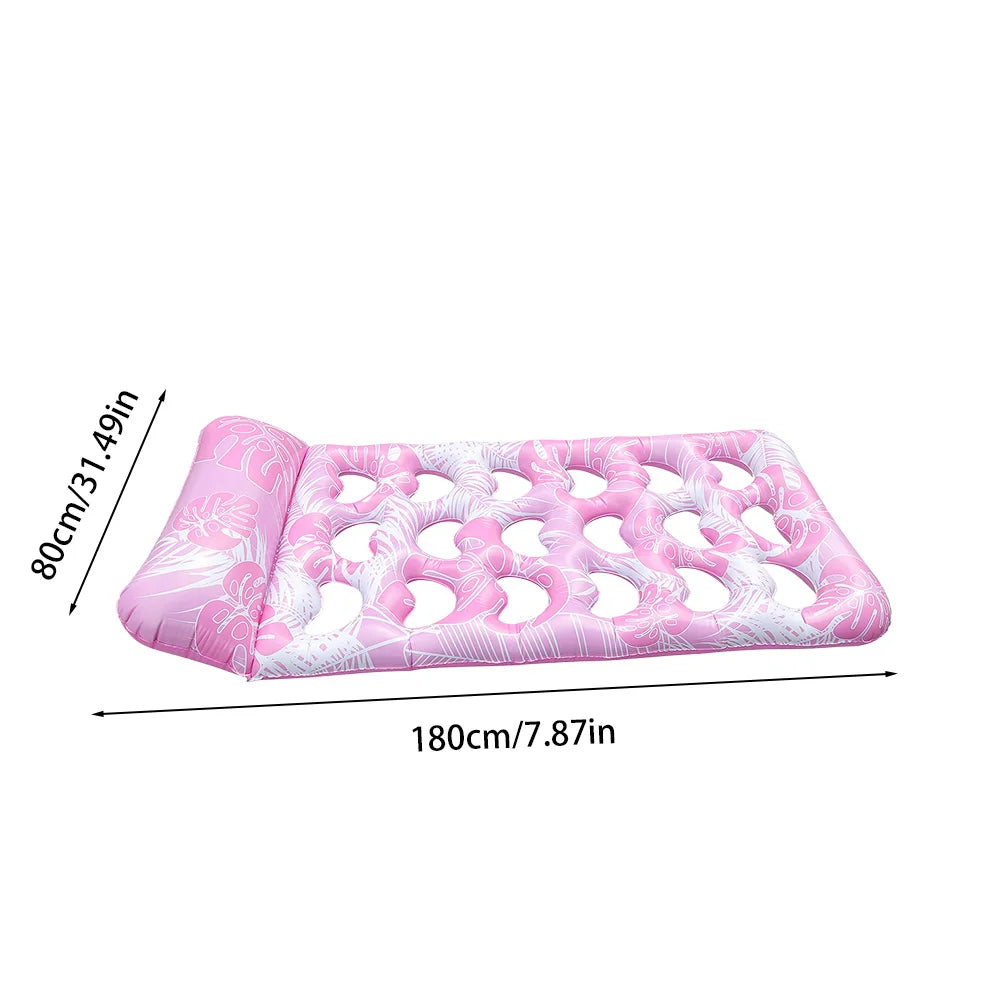 Inflatable Pool Float Lounger with Headrest Pool Floats Hammock Portable Floating Lounger Air Mattress for Swimming Pool Party