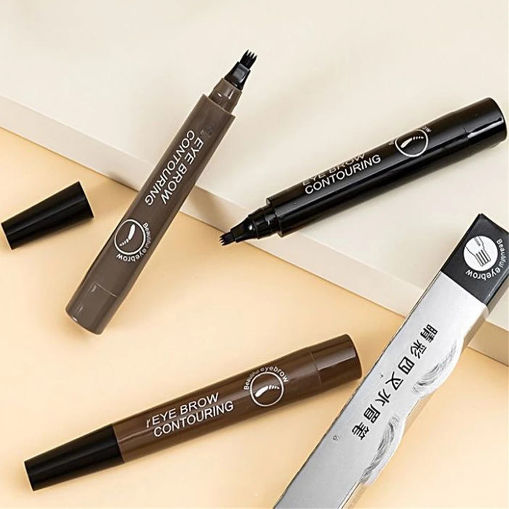 5 Colors Microblading Eyebrow Pen Waterproof Liquid Eyebrow Pencil Long Lasting Eyebrow Pen 4 Points Eye Brow Pen Cosmetics