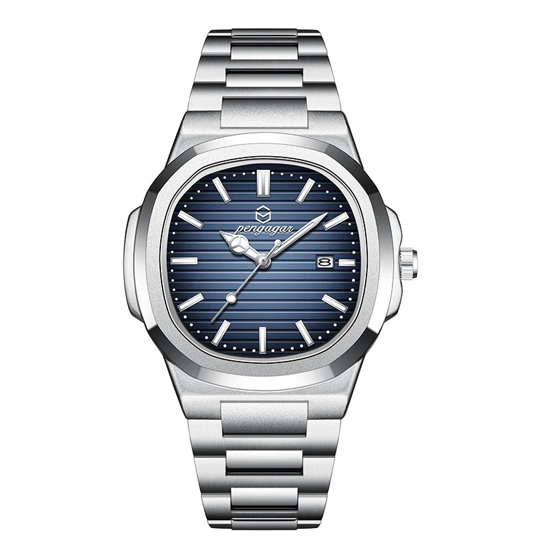 PAAZOMU  Square Luxury Men Wristwatch Waterproof Luminous Date Stainless Steel Male Clock Business Sports Quartz Watches For Men