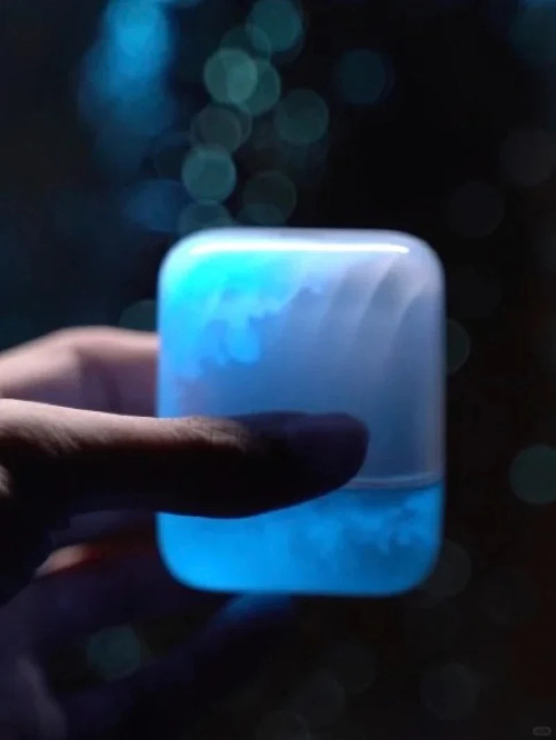 LIUP Night Light Quicksand Wireless Earphones AI Noise Reduction Luminous Transparent Glass Bluetooth 5.4 Muisc Gaming Headphone