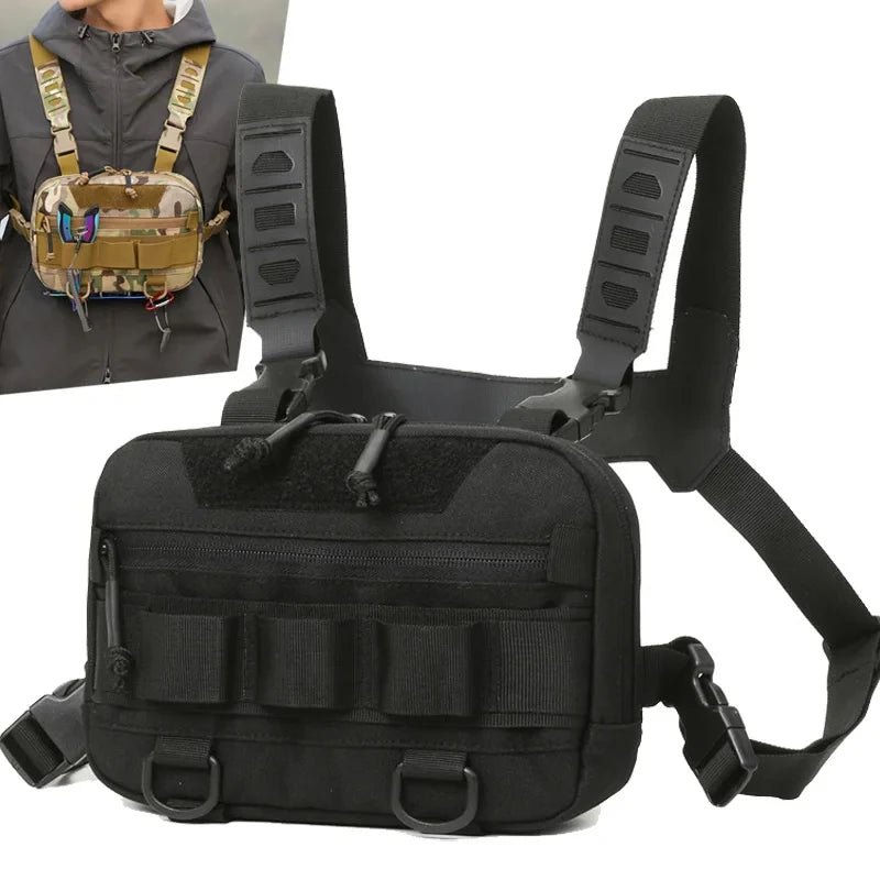 Fishing Chest Bag Men's Tactical Bag Waterproof Molle Nylon Climbing Camping Backpack Outdoor Travel Vest Backpack Fanny Pack