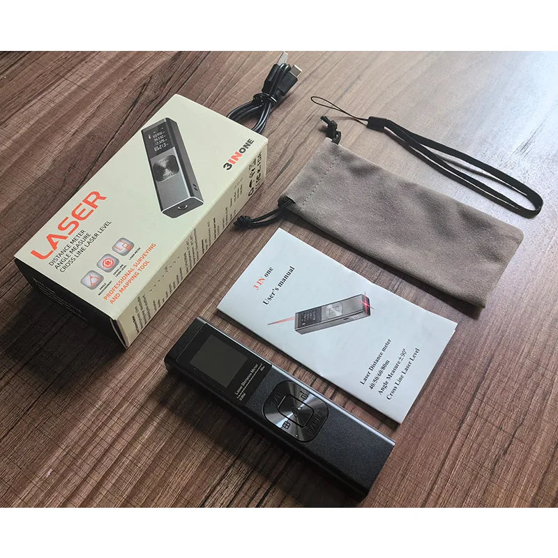 Three In One Laser Rangefinder, Cross Laser Projector, Inclinometer, Ranging Area, Volume, Pythagoras
