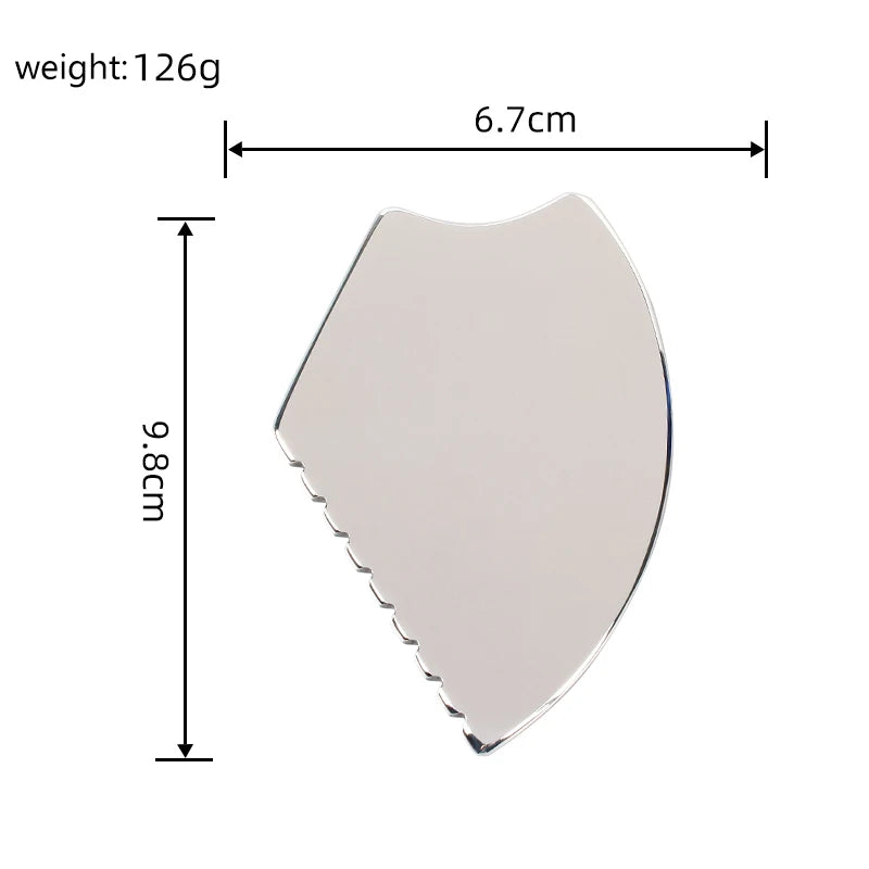 Gua Sha Facial Tool, Stainless Steel GuaSha Massage Tool Natural Universal Facial Silver Metal Gua Sha Board for SPA Acupuncture