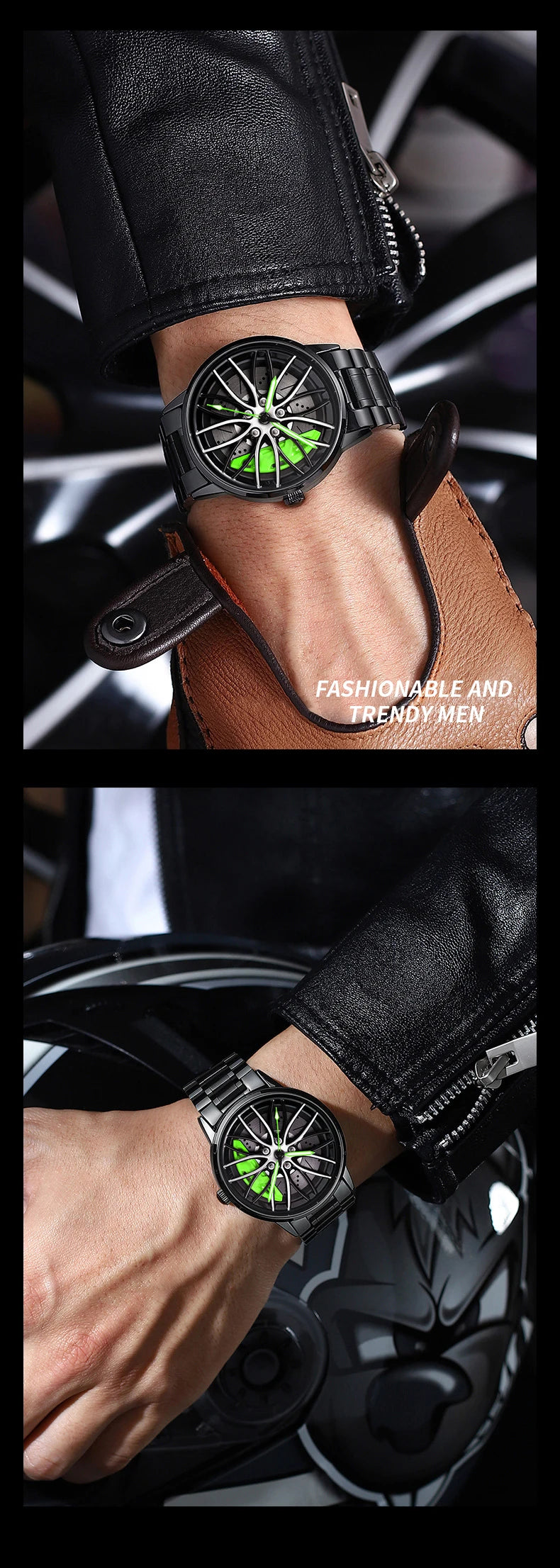 2024New Car Watch Rotating Dial Quartz Movement Stainless Steel VA AV VOOM Top Brand Sports Style Black Wrist Watch Reloj Hombre