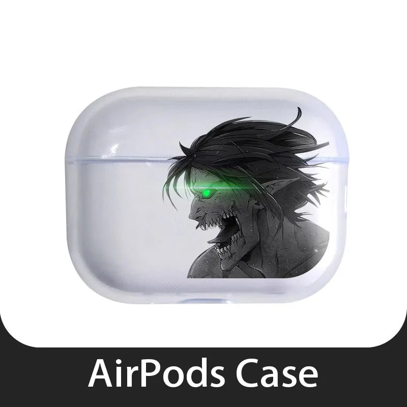 New Attack on Titan Eren Soft Case for AirPods 1 2 Pro 3 4 Wirless Bluetooth Headphone Cover Transparent Earphone Shell for Pro2