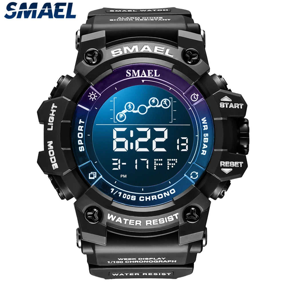 SAMEL Men Digital Watch Sport Shock Military Watches Waterproof Tactical Electronic Wristwatch Green Male Large Face Sport Clock