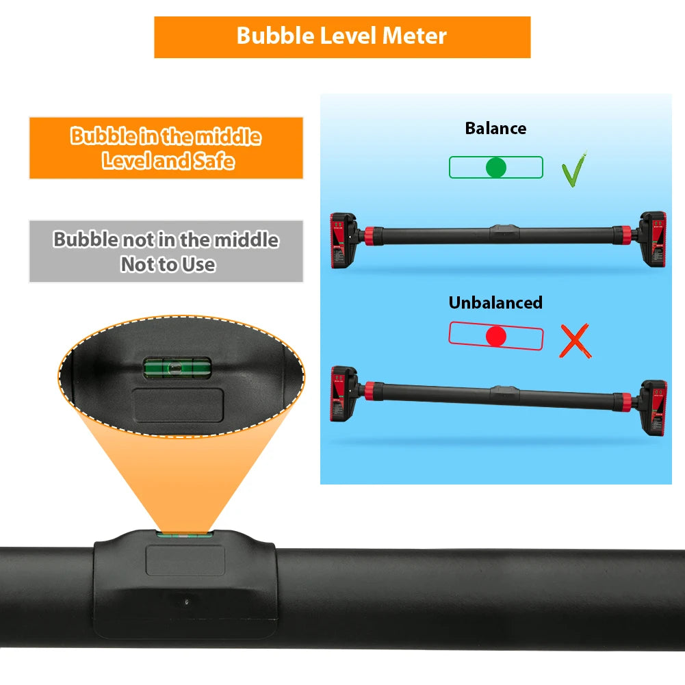 Strength Training Pull-up Bars with Level Gauge 69-92cm Adjustable Width 200kg Max Load Capacity Chin Up Bar For Doorway