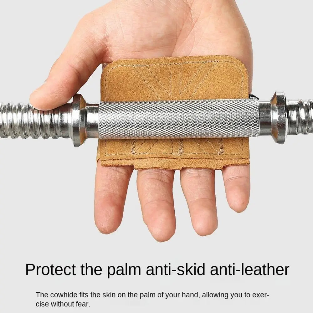 1Pair Leather Weight Lifting Training Gloves Palm Protection Breathable Gym Gloves Grips Anti-Skid Thicken