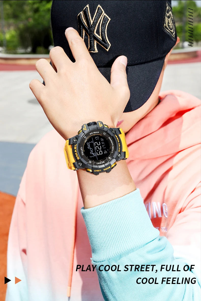 SAMEL Men Digital Watch Sport Shock Military Watches Waterproof Tactical Electronic Wristwatch Green Male Large Face Sport Clock