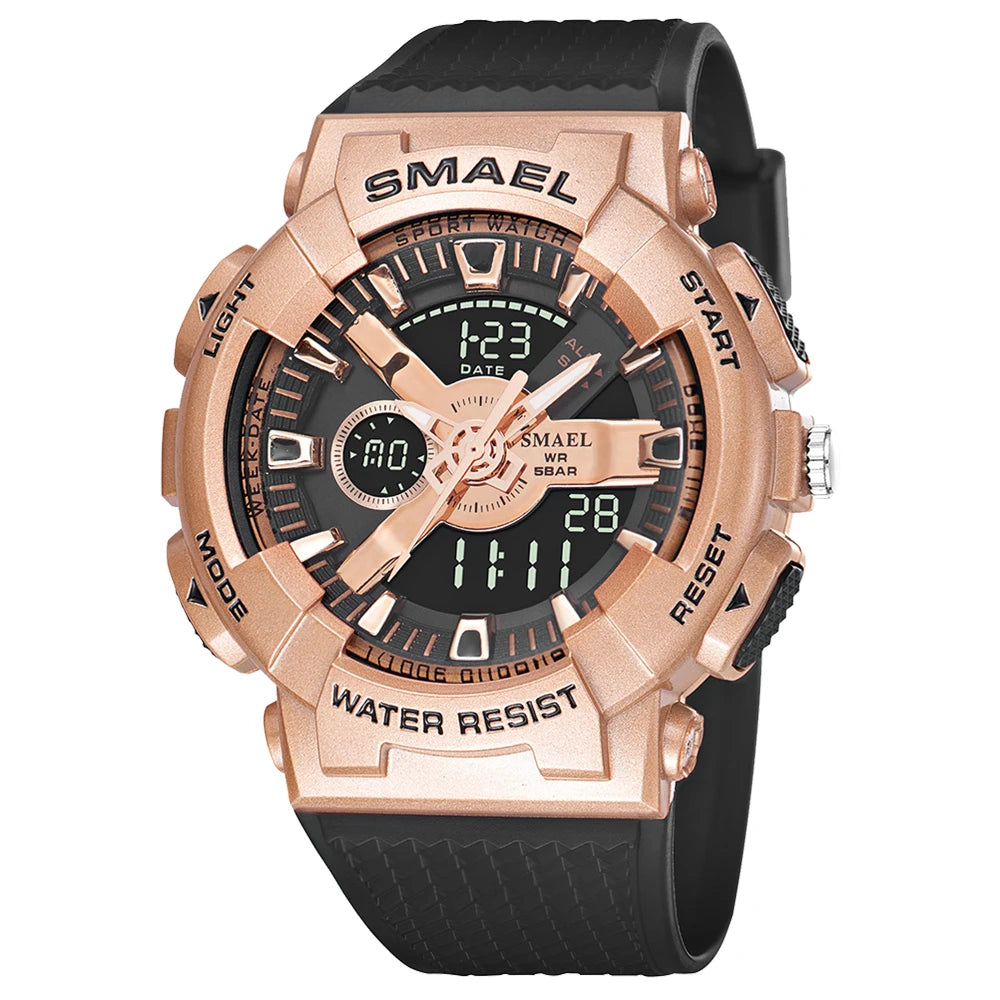SMAEL Sport Digital Watch for Men Waterproof Sports Style Silicone Strap Stopwatch Shockproof Alarm Clock Male Quartz Wristwatch