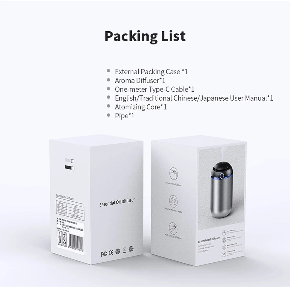 Car Air Freshener AI Smart Aroma Diffuser Essential Oil Room Fragrance USB Charging Smell Distributor Aromatherapy Machine